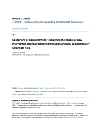 Analyzing the Impact of New Information Communication Technologies and New Social Media in Southeast Asia