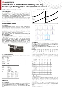 Automated Hilic-MS/MS Method for Therapeutic Drug Monitoring of Aminoglycoside Antibiotics and Vancomycin