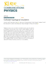 Colloidal Topological Insulators