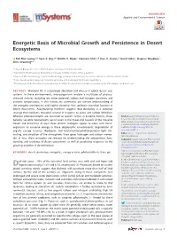 Energetic Basis of Microbial Growth and Persistence in Desert Ecosystems