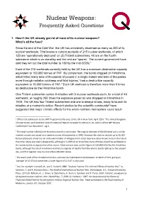 Nuclear Weapons: Frequently Asked Questions