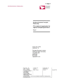 PTA Models of Organisation for Regional Transport Governance