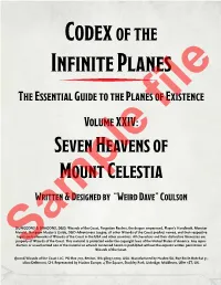 Seven Heavens of Mount Celestia Written & Designed by “Weird Dave” Coulson