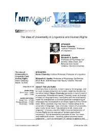 The Idea of Universality in Linguistics and Human Rights