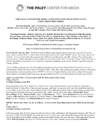 The Paley Center for Media Announces New Selections to Its Paley Front Row Series