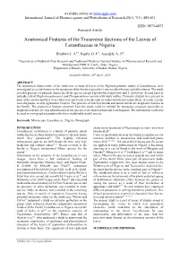 Anatomical Features of the Transverse Sections of the Leaves of Loranthaceae in Nigeria