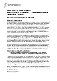Appg on Hate Crime Inquiry: How Do We Build Community Cohesion When Hate Crime Is on the Rise