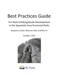 Best Practices Guide for Rock Climbing Route Development in the Squamish Area Provincial Parks