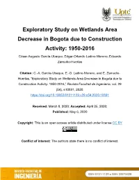 Exploratory Study on Wetlands Area Decrease in Bogota Due to Construction