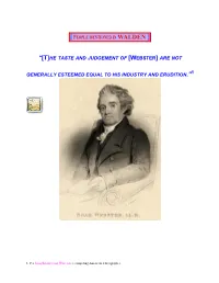 Noah Webster People Mentioned in Walden