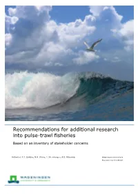 Recommendations for Additional Research Into Pulse-Trawl Fisheries