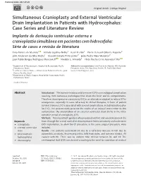 Simultaneous Cranioplasty and External Ventricular Drain Implantation in Patients with Hydrocephalus