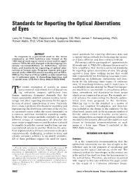 Standards for Reporting the Optical Aberrations of Eyes