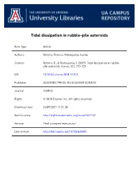 Tidal Dissipation in Rubble-Pile Asteroids