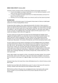 WEEKLY MEDIA REPORT: 4 January 2015 Summary of Media Coverage for 04.01.15 Which Lists 150 Pieces of Coverage Comprising Of: •