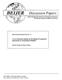 A Core Theoretic Solution for the Design of Cooperative Agreements On
