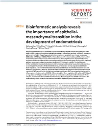 Bioinformatic Analysis Reveals the Importance of Epithelial-Mesenchymal Transition in the Development of Endometriosis