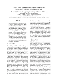 Cross-Lingual and Supervised Learning Approach for Indonesian Word Sense Disambiguation Task