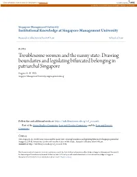 Drawing Boundaries and Legislating Bifurcated Belonging in Patriarchal Singapore Eugene K