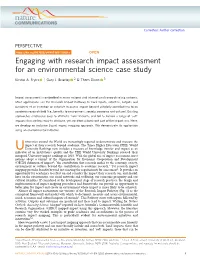 Engaging with Research Impact Assessment for an Environmental Science Case Study