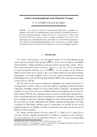 Galois Automorphisms and Classical Groups A. A. Schaeffer Fry and Jay Taylor