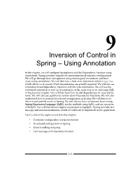 Inversion of Control in Spring – Using Annotation