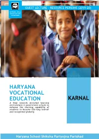 Karnal Guest Lecture Resource Persons
