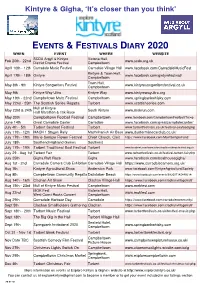 Kintyre & Gigha 2020 Events Listing .Pub
