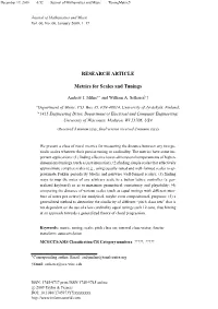 RESEARCH ARTICLE Metrics for Scales and Tunings