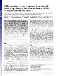 Rnai Screening Reveals Requirement for Host Cell Secretory Pathway in Infection by Diverse Families of Negative-Strand RNA Viruses