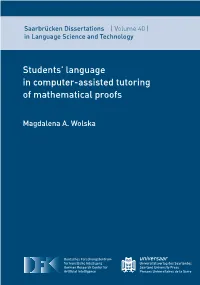 Students' Language in Computer-Assisted Tutoring of Mathematical Proofs
