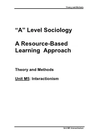 “A” Level Sociology a Resource-Based Learning Approach