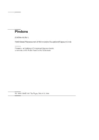 "Advisory Report Health-Based Reassessment of Administrative Occupational Exposure Limits; Pindone" PDF Document