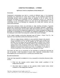 Constructive Dismissal – a Primer