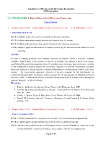 Department of Electrical and Electronics Engineeing NITK Surathkal