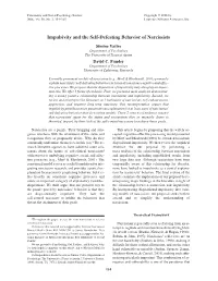 Impulsivity and the Self-Defeating Behavior of Narcissists