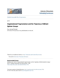 Organizational Fragmentation and the Trajectory of Militant Splinter Groups