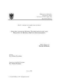Specification of Model Transformation and Weaving in Model Driven Engineering
