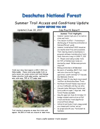 Summer Trail Access and Conditions Update