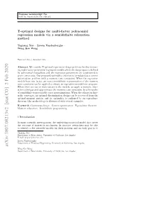T-Optimal Designs for Multi-Factor Polynomial Regression Models Via a Semideﬁnite Relaxation Method