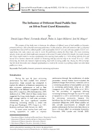 The Influence of Different Hand Paddle Size on 100-M Front Crawl Kinematics