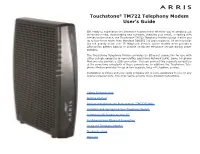 Touchstone® TM722 Telephony Modem User's Guide