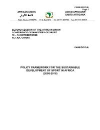 Draft Framework for Sport Policy in Africa