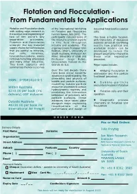 Flotation and Flocculation - from Fundamentals to Applications