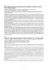 O-1 Human Radiation Dosimetry Using Electron Paramagnetic