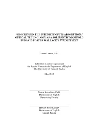 “Shocking in the Intensity of Its Absorption:” Optical Technology As a Solipsistic Manifold in David Foster Wallace’S Infinite Jest