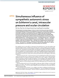Simultaneous Influence of Sympathetic Autonomic Stress on Schlemm's