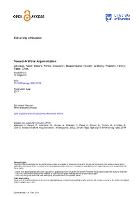 University of Dundee Toward Artificial Argumentation Atkinson, Katie