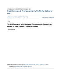 Vertical Restraints with Horizontal Consequences: Competitive Effects of Most-Favored-Customer Clauses