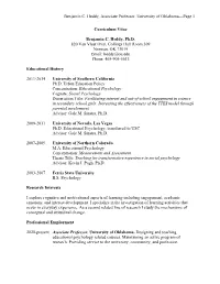 Benjamin C. Heddy, Associate Professor, University of Oklahoma—Page 1